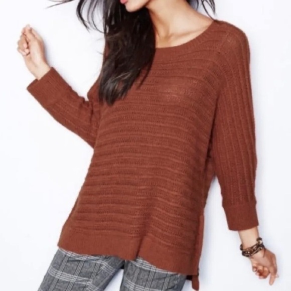 Red Garnet Hill Lambswool Angora Blend Side Zip Sweater Terracotta Orange Small - Picture 1 of 10